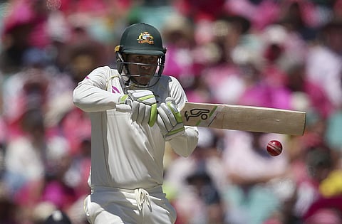 Australia's Usman Khawaja pulls a delivery from England's Stuart Broad during the third day of their Ashes cricket test match in Sydney, Saturday, Jan. 6, 2018. | AP