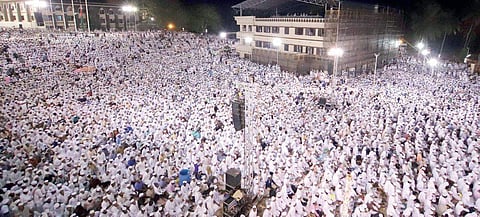 Participants in the Ruby Jubilee celebrations of Markaz institutions held at Karanthur in Kozhikode last year | Express