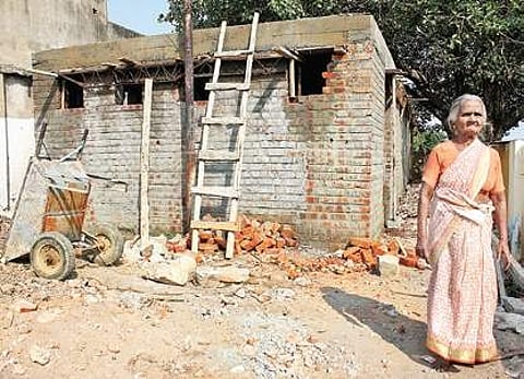 A half-done public toilet at Kottaimedu in Coimbatore district. The structure is in this condition for past 6 months | S SENBAGAPANDIYAN