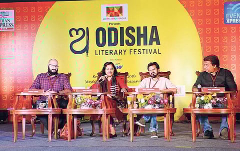 Avalok Langer, Kota Neelima, Neyaz Farooquee and Sujit Mohapatra during the session on Sunday | Express