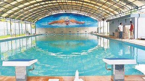 The newly built swimming pool at Chandrasekharan Nair Stadium complex Vincent Pulickal