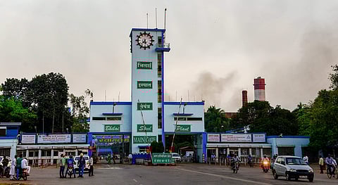 Smoke rises after a blast at the Bhilai Steel Plant of state-owned SAIL in Durg Tuesday October 9 2018. (Photo | PTI)