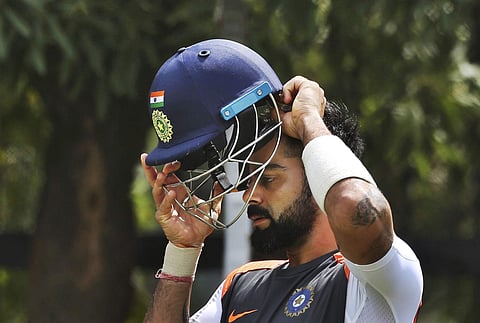 Indian cricket captain Virat Kohli during a practice session ahead of their second test match against West Indies in Hyderabad | AP
