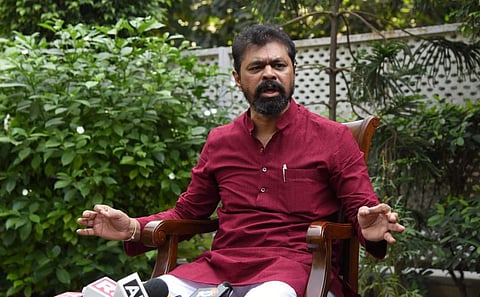 Telugu Desam Party Rajya Sabha MP C M Ramesh during a press conference at his residence at Talkatora Road in New Delhi on Friday. (Photo| Parveen Negi/ EPS)