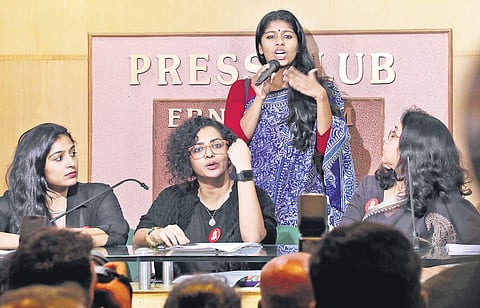 Archana Padmini narrating her bad experience, at a press conference organised by WCC at Ernakulam Press Club on Saturday | Melton Antony