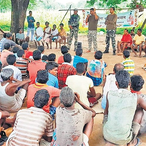 Villagers during an interaction with security officials