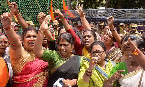 BJP protesters burned camphor on the road, chanted Ayyappa hymns and blocked the highway | PTI