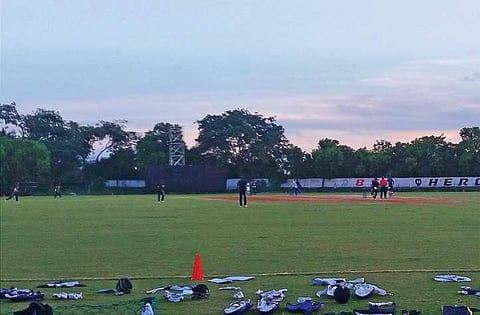 Before the Bengal-Jharkhand match was called off at 6pm, the last few overs were bowled in near darkness at TI-Murugappa Ground in Chennai on Monday. | Express Photo Services