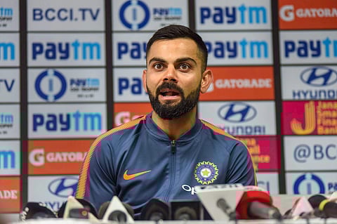 Indian cricket team captain Virat Kohli addresses a pre-match press conference ahead of their first One Day International cricket match against West Indies at ACA Stadium in Guwahati. (Photo | PTI)