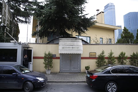 A security guard stands outside Saudi Arabia's consulate in Istanbul, Saturday. ( Photo | AP)