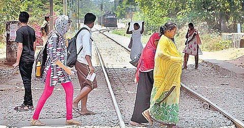 File image of citizens crossing a railway track