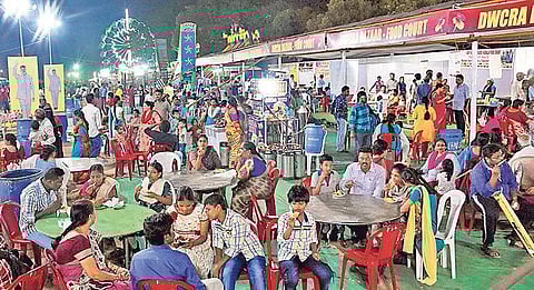 A view of the food court during DWCRA expo in Vijayawada on Monday | P Ravindra Babu