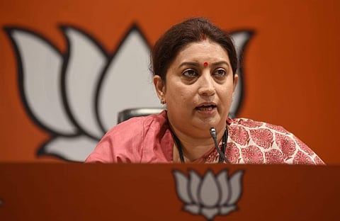 Union Minister Smriti Irani addressing a press conference in New Delhi. | (File Photo: Parveen Negi / EPS)