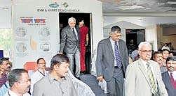 Chief Election Commissioner OP Rawat, Election Commissioners Ashok Lavasa, Sunil Arora inaugurate demo vehicles, in Hyderabad on Tuesday | Sathya Keerthi