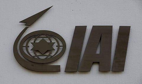 The logo of state-owned Israel Aerospace Industries (IAI), the country's biggest defence contractor, is seen at their offices next to Ben Gurion International airport, near Or Yehuda, Israel. (Photo | Reuters)
