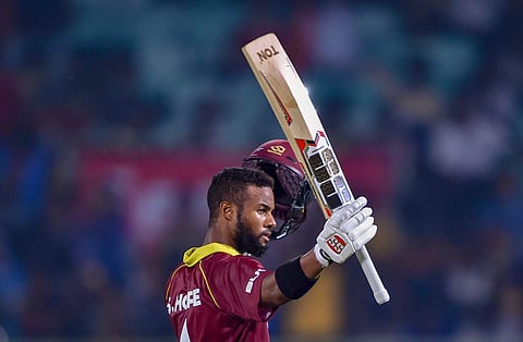 West Indies cricket player Shai Hope after defeating India in the 2nd ODI match in Vizag on 24 October 2018. (Photo | PTI)