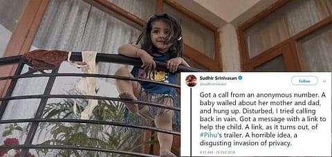 The voice, that of a baby girl, mentions something about her mom and dad in Hindi before hanging up. (Photo | Twitter)