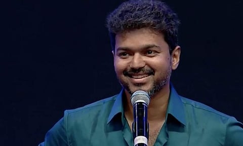 Actor Vijay at the Sarkar movie audio launch. (Photo | Sun TV/Twitter)