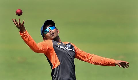 Indian cricket team player Prithvi Shaw during a practice session ahead of their first test match against West Indies in Rajkot. (Photo | PTI)