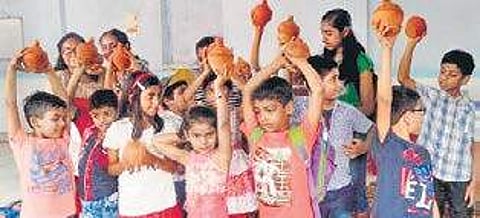 Malayalam Mission students at the Surabhi Arts and Sports Club in Delhi
