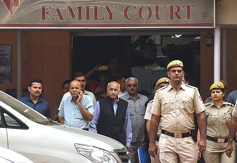 MJ Akbar who resigned as union minister amid allegation of sexual misconduct at Patiala House Courts in New Delhi Wednesday. (Photo | Parveen Negi/EPS)