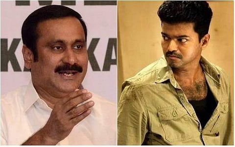 PMK leader Dr Anbumani Ramadoss (L) and Actor Vijay