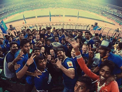 Chennayin FC fans during one of the ISL matches. (Photo | Supermachans-Chennaiyin FC Fans)