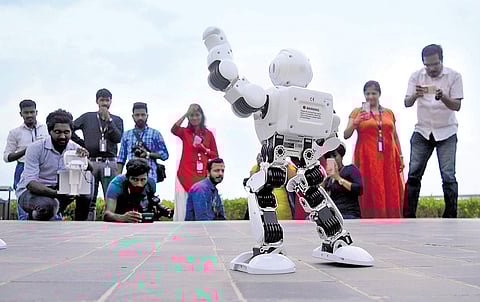 A robot dances to the tune of PSY’s ‘Gangnam Style’ at the Cocon 2018 in Kochi | A Sanesh