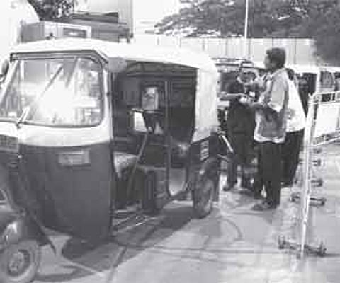 Autos line up to fill gas at a pump on St Marks Road. A drop in auto LPG prices has resulted in shortage in supply. (File Photo | EPS/NAGESH POLALI