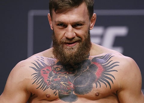 Conor McGregor poses during a ceremonial weigh-in for the UFC 229 mixed martial arts fight Friday, Oct. 5, 2018, in Las Vegas. McGregor is scheduled to fight Khabib Nurmagomedov Saturday in Las Vegas. (Photo | AP)