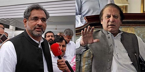 Former Pakistan premiers Nawaz Sharif and Shahid Khaqan Abbasi. ( File Photos)