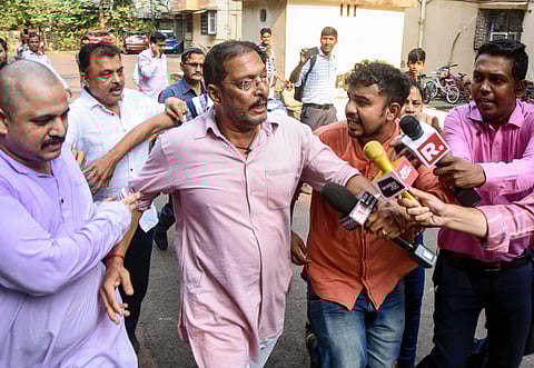 Bollywood actor Nana Patekar reacts while talking to the media in Mumbai Monday October 8 2018. | PTI