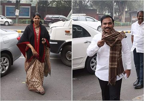 DMK MP Kanimozhi and former telecom minister A Raja (Photos | File/EPS)