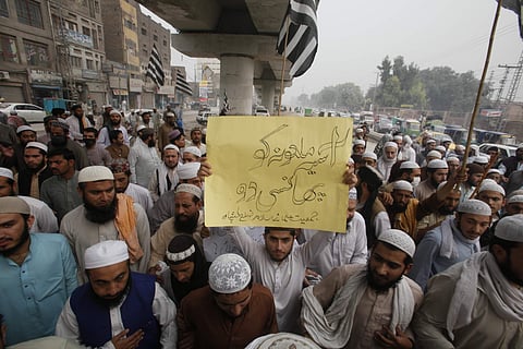 Pakistan protesters rally to condemn a Supreme Court decision that ordered the release of Asia Bibi, a Catholic woman who has been on death row since 2010 accused of blasphemy | AP