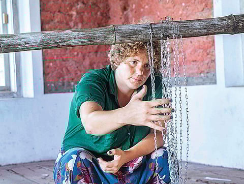 Swanoop John/Lisa Premke working on her installation