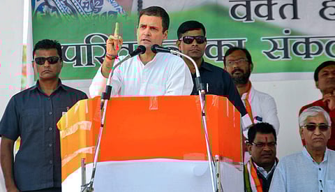 Congress president Rahul Gandhi addresses an election rally at Pakhanjore in Kanker district Friday November 09 2018. | (File | PTI)