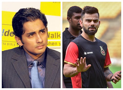 Actor Siddharth and Indian cricketer Virat Kohli (Photo | PTI and EPS)
