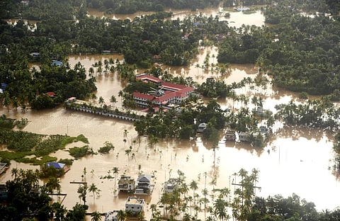 An aerial view of flood hit Kerala ( Photo | Albin Mathew/ EPS)