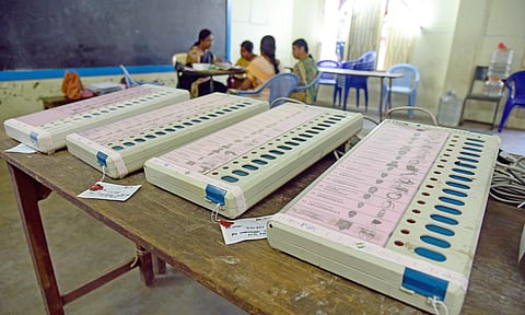 Electronic Voting Machines inside a polling station. (File photo| EPS)