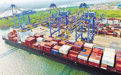 The consignment of rice, which arrived at the Vallarpadam terminal in container ship ‘SSL Kochi’, for public distribution in Kerala
