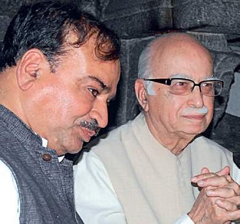 Union minister Ananth Kumar with BJP patriarch L K Advani