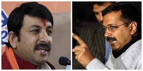 (L) BJP MP Manoj Tiwari, (R) Delhi CM and AAP chief Arvind Kejriwal.