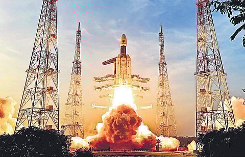 ISRO’s Geosynchronous Satellite Launch Vehicle Mark III D2 (GSLV MK3 D2) carrying the GSAT-29 communication satellite being launched on Wednesday. (Photo | PTI)