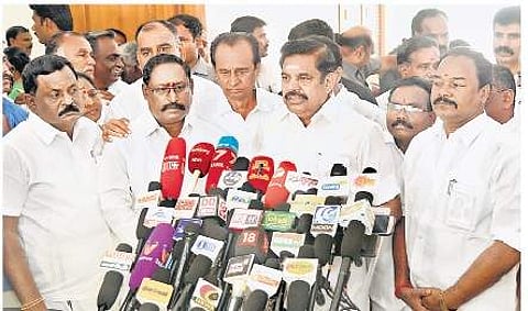 Chief Minister Edappadi K Palaniswami briefing media persons on the relief and rescue operations following cyclone Gaja, in Salem on Friday. | Express Photo Services