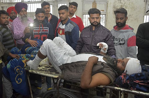 A man injured in a blast at Nirankari Bhawan, a prayer hall in nearby Adliwal village receives treatment at a hospital in Amritsar, India, Sunday, Nov.18, 2018. | AP