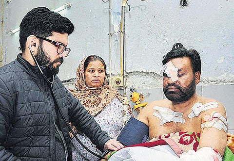 A victim of the attack being treated at a hospital in Amritsar (Photo | PTI)