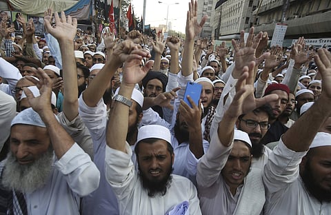 For a second day, radical Islamists rally to condemn a Supreme Court decision that acquitted Asia Bibi, a Christian woman, who spent eight years on death row accused of blasphemy, in Karachi, Pakistan. (Photo | AP)