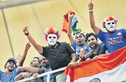 Indian fans making merry after India demolished West Indies in the fifth and final ODI at Greenfield stadium in Thiruvananthapuram | B P Deepu