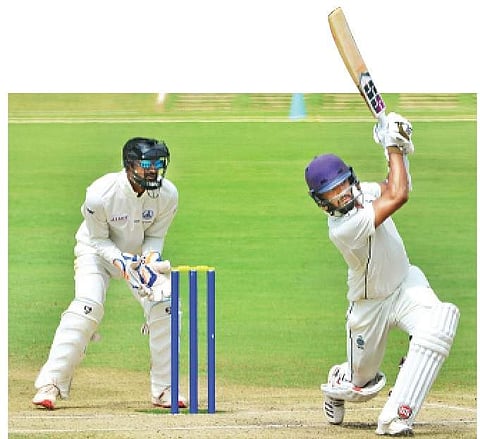 Rajat Patidar during his unbeaten century on Thursday. | (D Sampathkumar | EPS)