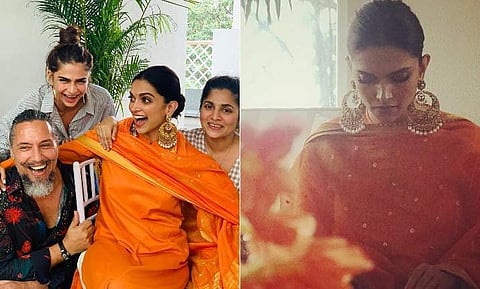A collage of the pictures from Deepika Padukone's pre-wedding puja
